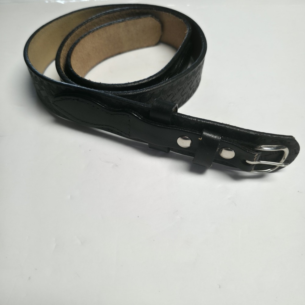 Genuine Full Grain Leather Basketweave Western Ranger Belt Black Size 40 USA